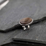 טבעת אבן ברונזייט בשיבוץ כסף בעבודת יד